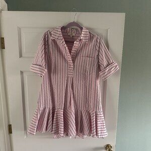 Entro Pink Flutter Shirt Dress, SIze M, NWOT